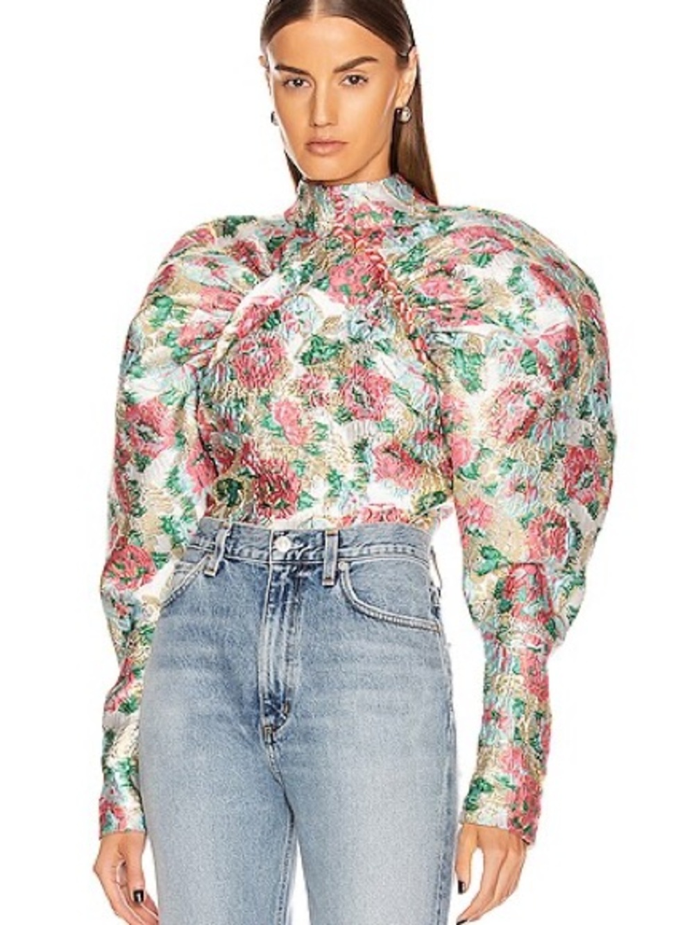 NWT Rotate Birger Christensen Kim Top in Pink and Green